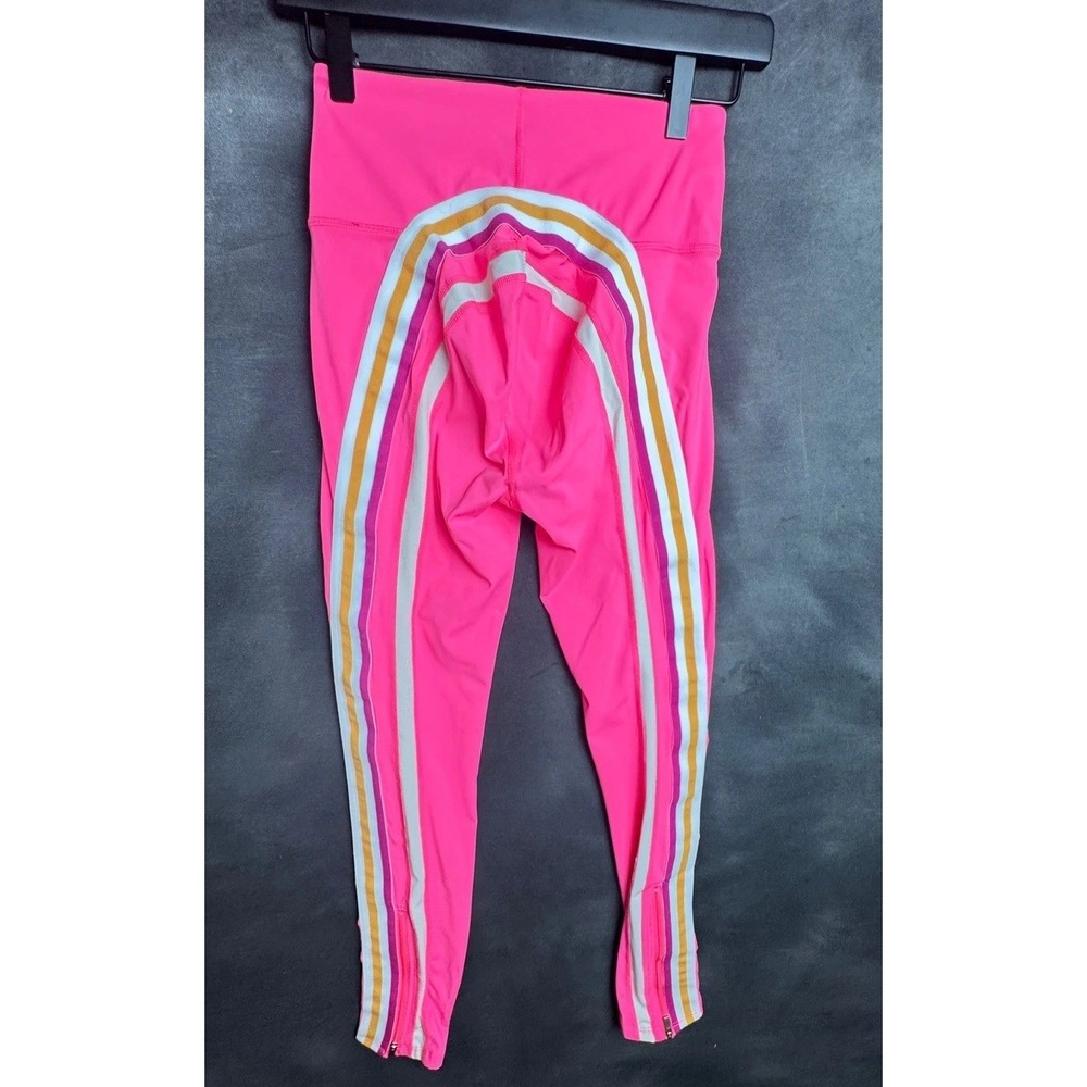 Free People Movement Leggings S Pink Rainbow High Waist BARBIECORE Athletic - Picture 2 of 7